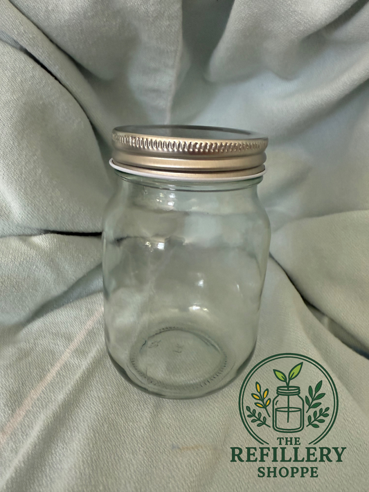 16 ounce Clear Glass jar with lid