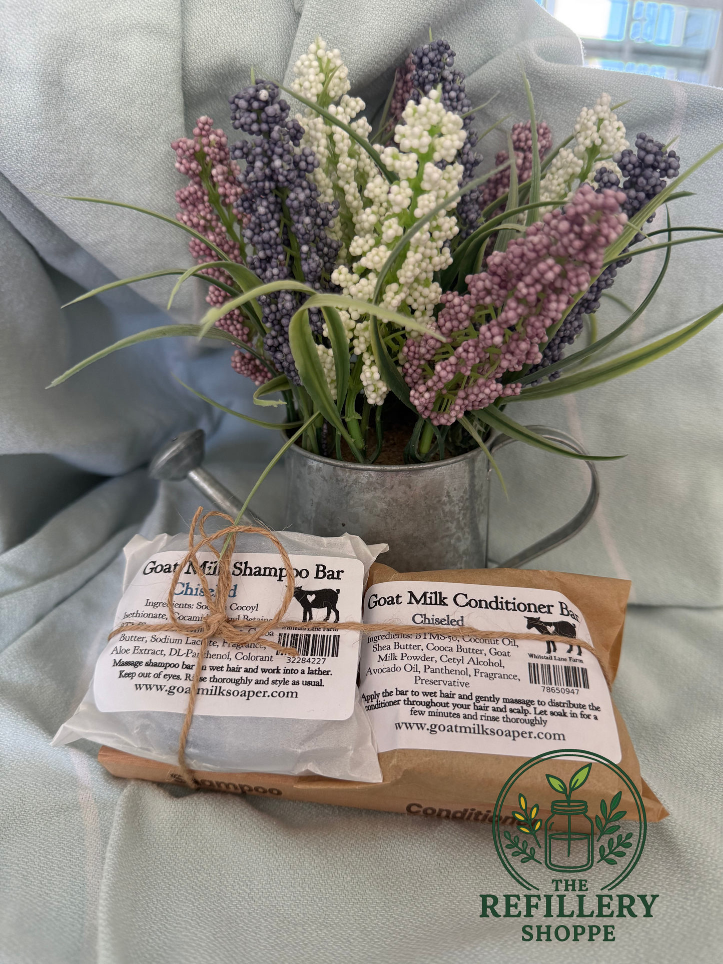 Goat Milk Shampoo/Conditioner Set with Wooden Soap Dish